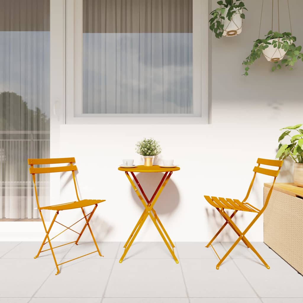 Sedia Pieghevole da Giardino 2 pz Senape Metallo