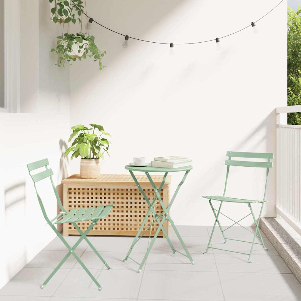 Sedia Pieghevole da Giardino 2 pz Menta Leggera Metallo