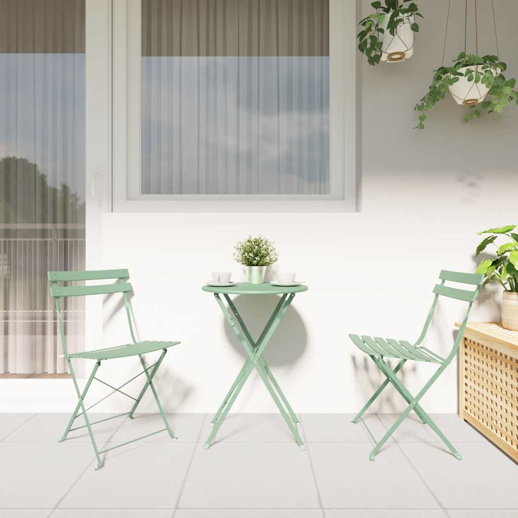 Sedia Pieghevole da Giardino 2 pz Menta Leggera Metallo