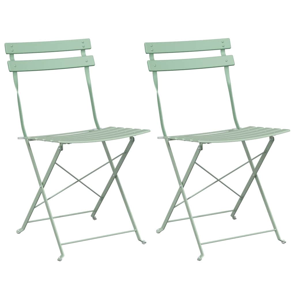 Sedia Pieghevole da Giardino 2 pz Menta Leggera Metallo