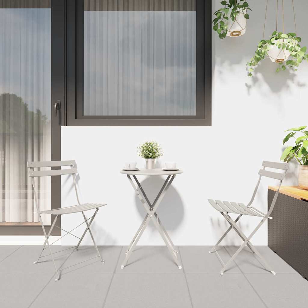 Sedia Pieghevole da Giardino 2 pz Beige Metallo