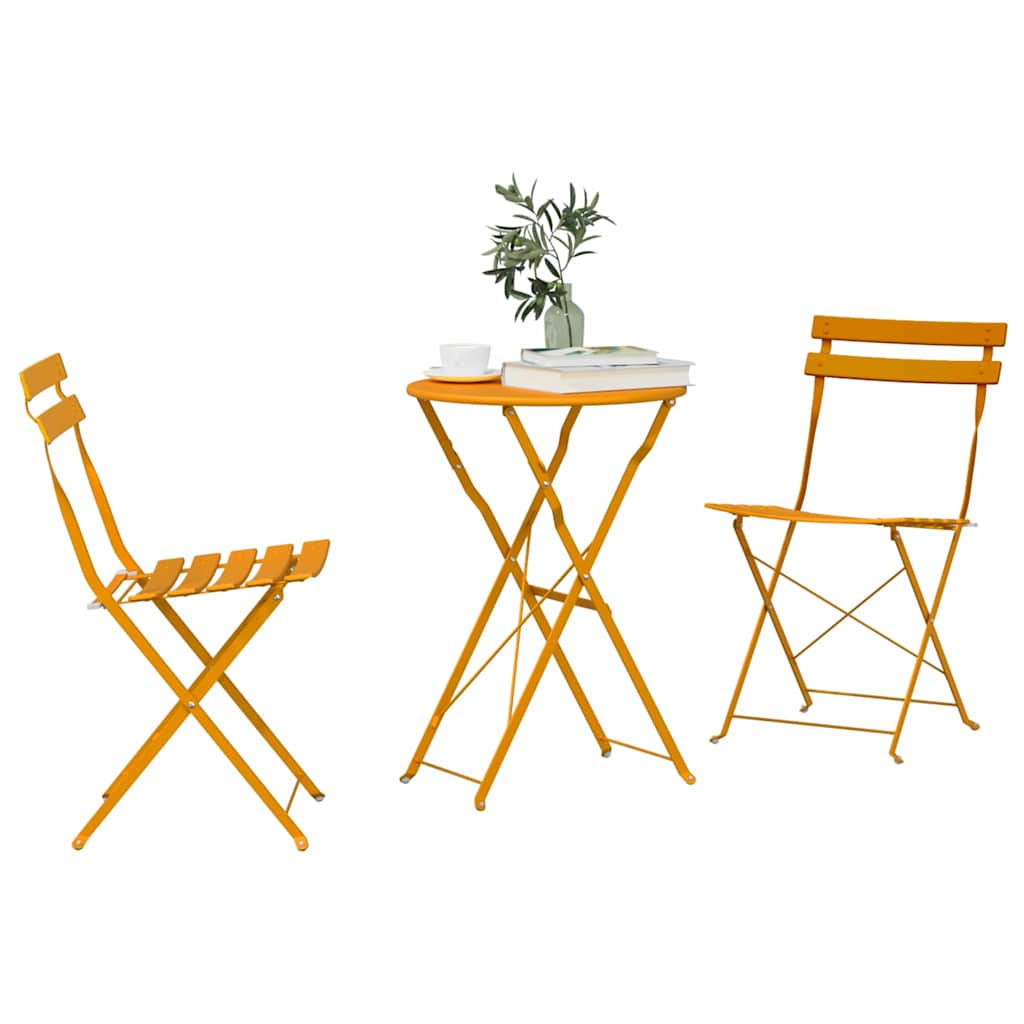 Set Bistro Pieghevole 3 pz Senape Acciaio