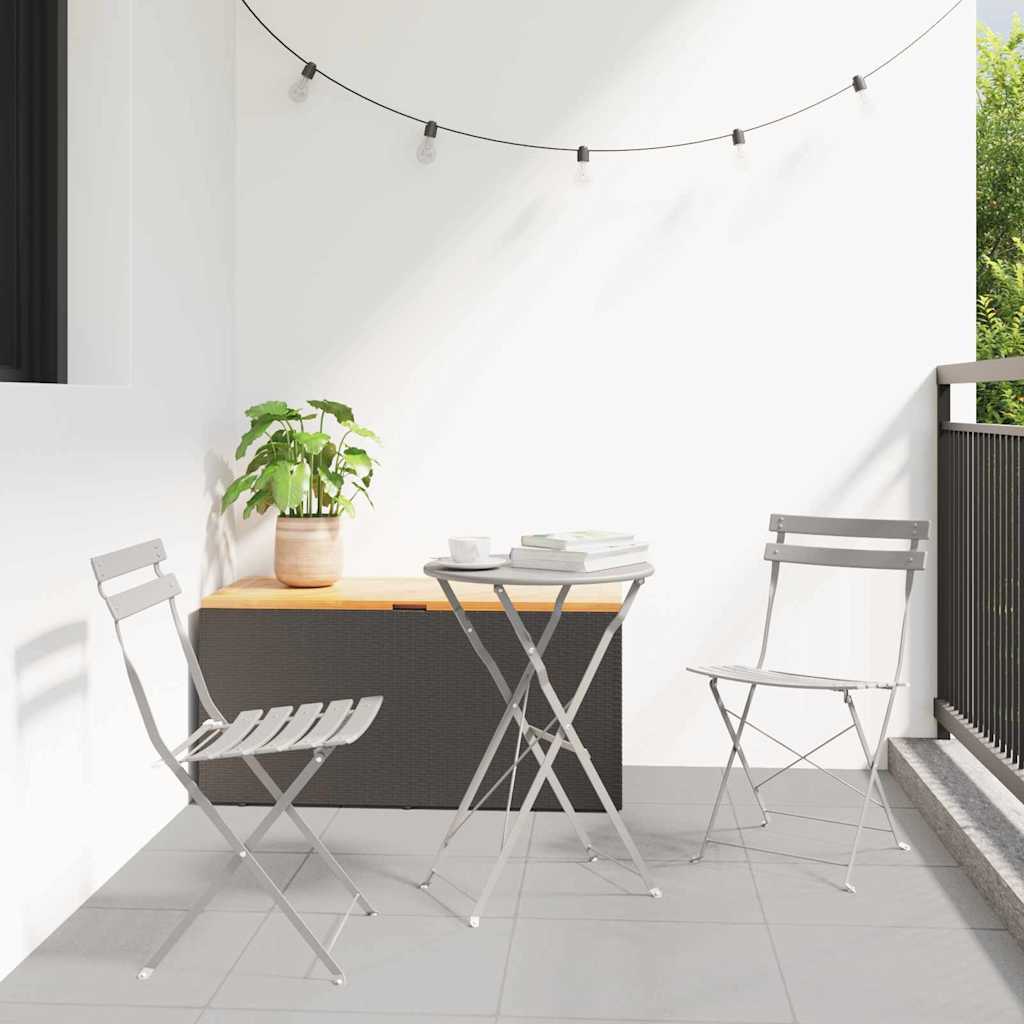 Set Bistro Pieghevole 3 pz Beige Acciaio