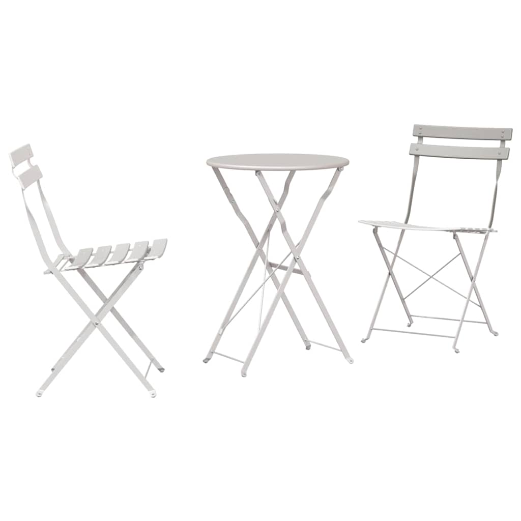 Set Bistro Pieghevole 3 pz Beige Acciaio
