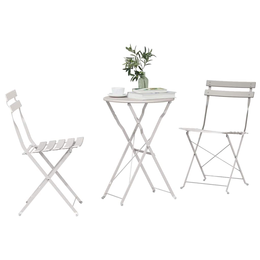 Set Bistro Pieghevole 3 pz Beige Acciaio
