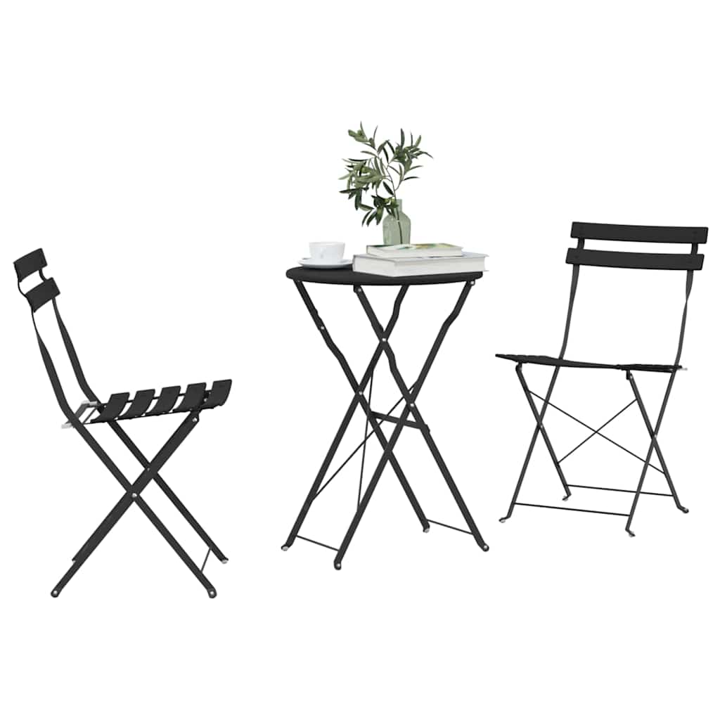 Set Bistro Pieghevole 3 pz Antracite Acciaio
