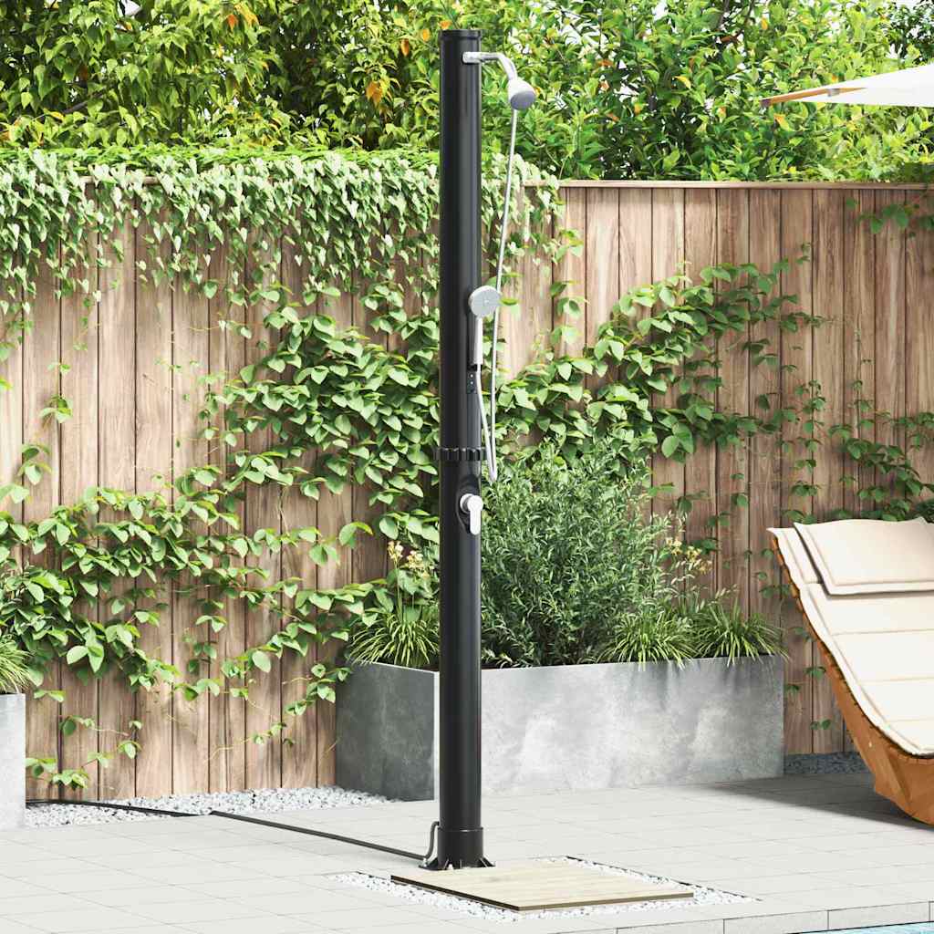 Doccia Solare da Esterno Nero 217 cm PVC e Alluminio