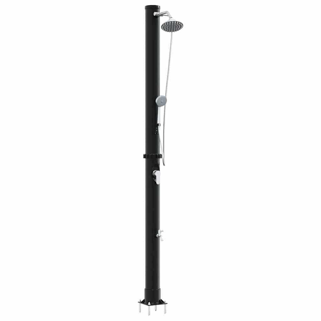 Doccia Solare da Esterno Nero 217 cm PVC e Alluminio