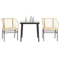 Set da Pranzo da Giardino 3 pz Marrone in Polyrattan Vetro