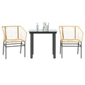 Set da Pranzo da Giardino 3 pz Marrone in Polyrattan Vetro
