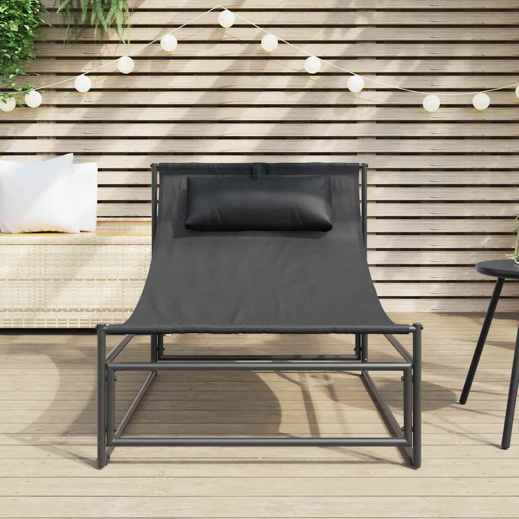 Sedia a sdraio da giardino color antracite 87x74x73 cm Acciaio e Textilene