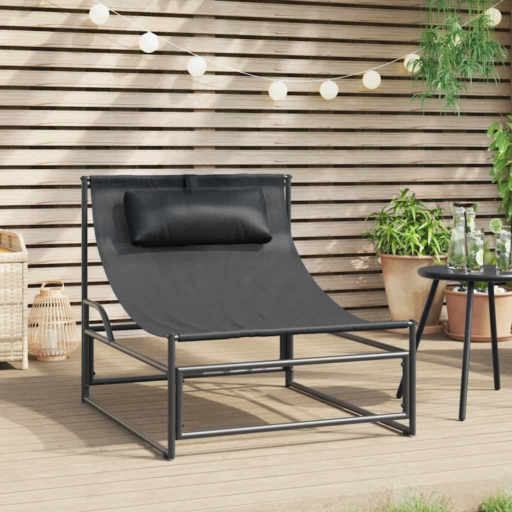Sedia a sdraio da giardino color antracite 87x74x73 cm Acciaio e Textilene