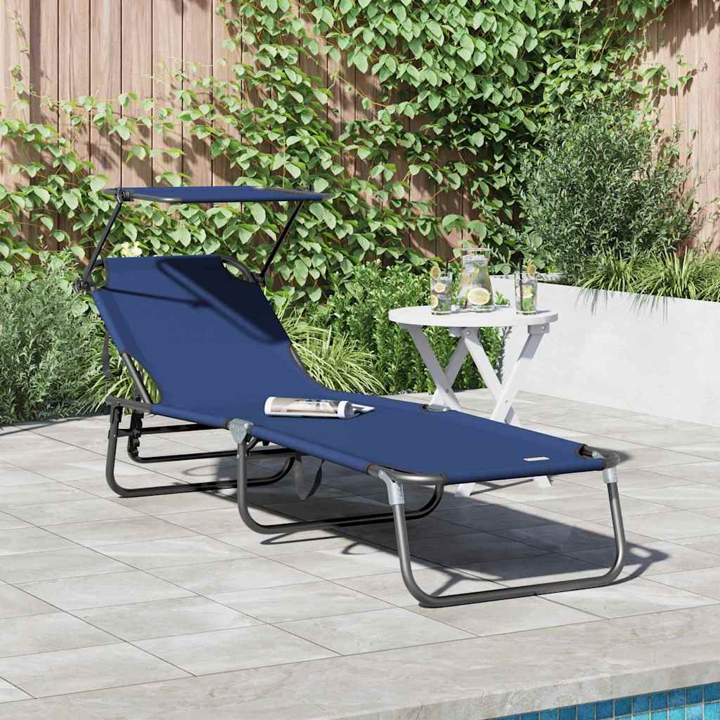 Lettino prendisole pieghevole Blu 190 x 57 x 81 cm Oxford