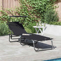 Lettino prendisole pieghevole Nero 190 x 57 x 81 cm Oxford