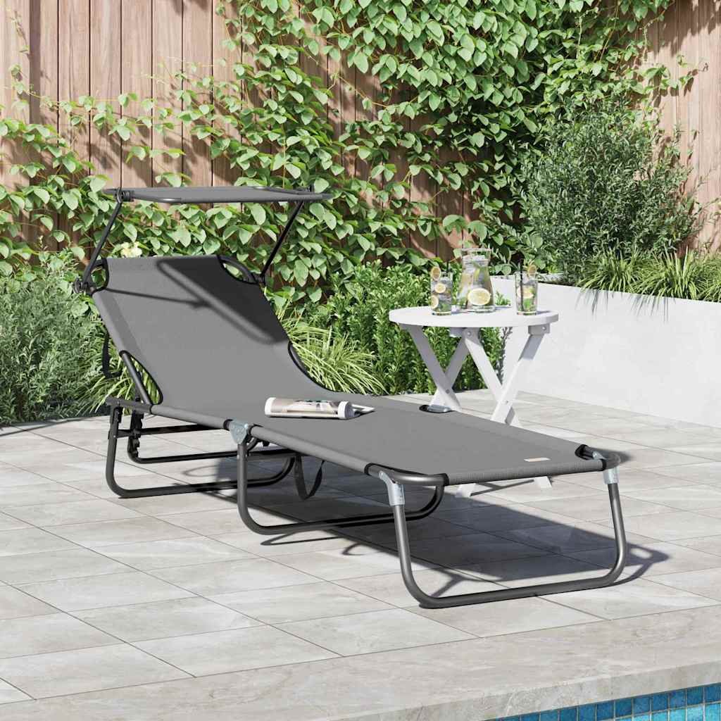 Lettino prendisole pieghevole Grigio 190 x 57 x 81 cm Oxford