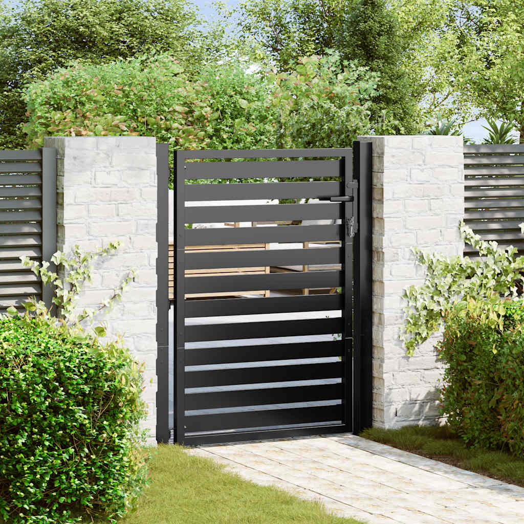Cancello da Giardino con Serratura Nero 100x120 cm in Alluminio