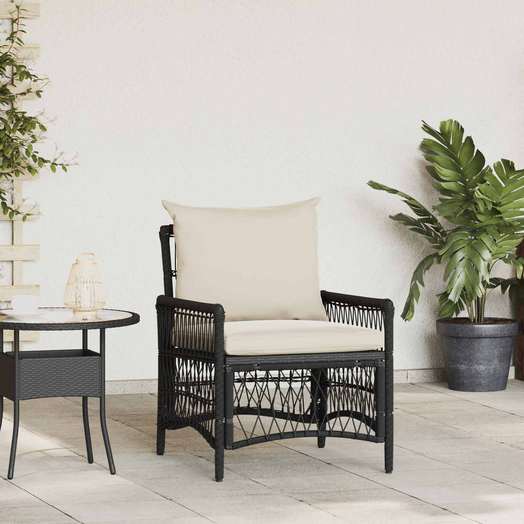 Sedia da Giardino con cuscino Nero 73 x 61 x 77 cm polyrattan