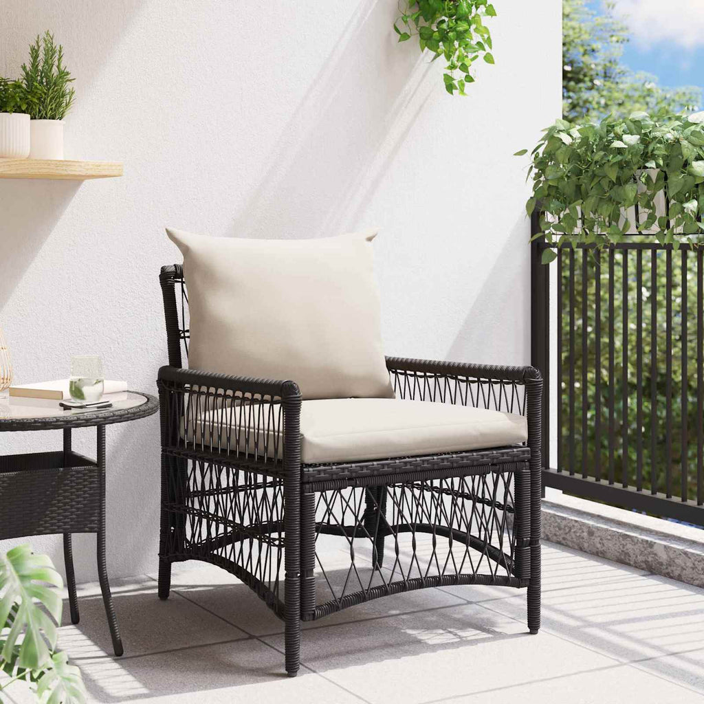 Sedia da Giardino con cuscino Nero 73 x 61 x 77 cm polyrattan