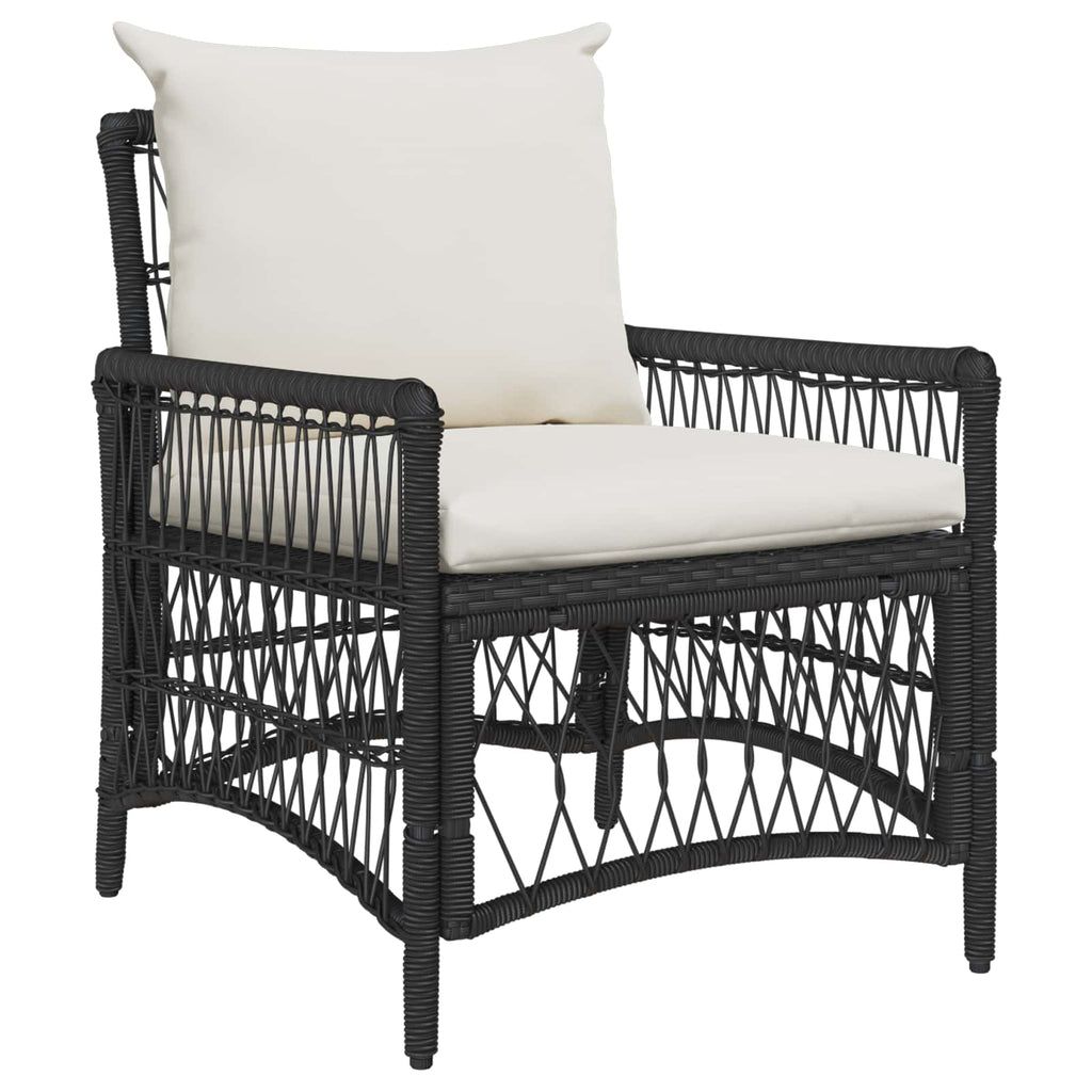 Sedia da Giardino con cuscino Nero 73 x 61 x 77 cm polyrattan