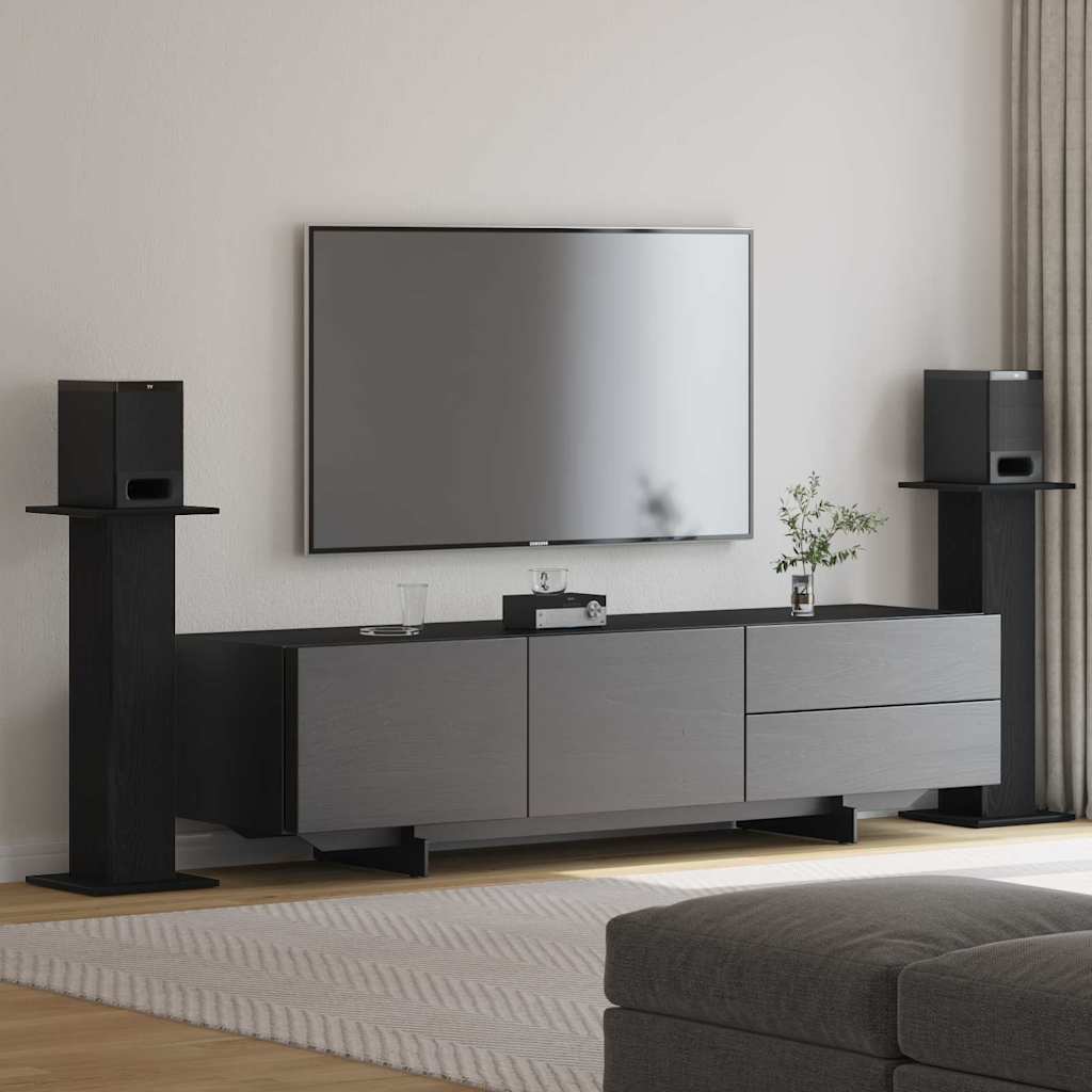 Supporti per Altoparlanti 2 pz Rovere Nero 30 x 30 x 80 cm