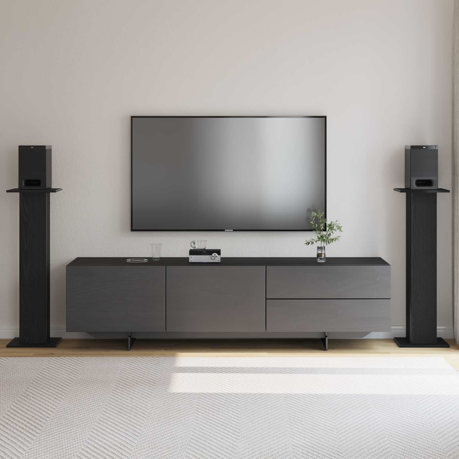 Supporti per Altoparlanti 2 pz Rovere Nero 30 x 30 x 95 cm