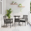 Set da Pranzo per Giardino 3 pz Nero polyrattan