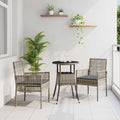 Set da Pranzo per Giardino 3 pz Grigio polyrattan