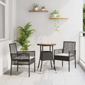 Set da Pranzo per Giardino 3 pz Nero polyrattan