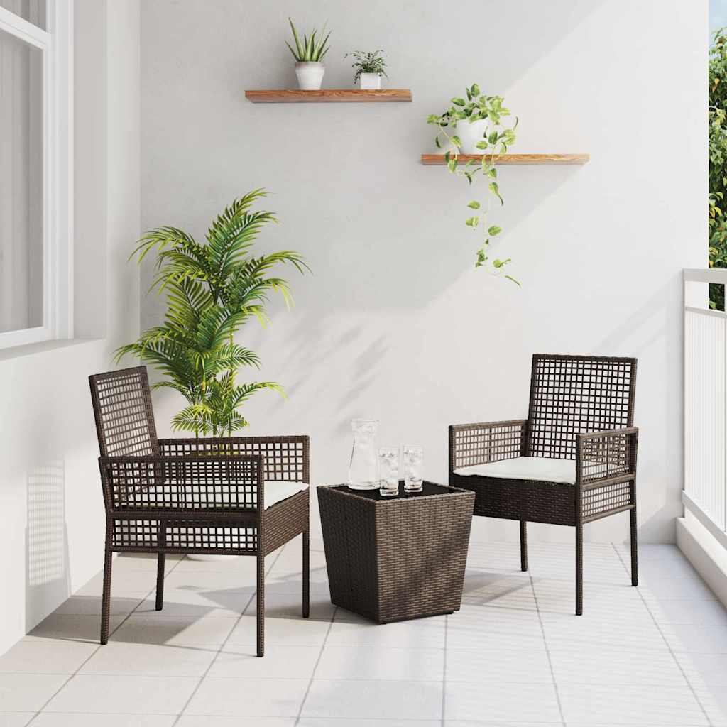 Set Bistro da Giardino 3 pz Marrone polyrattan