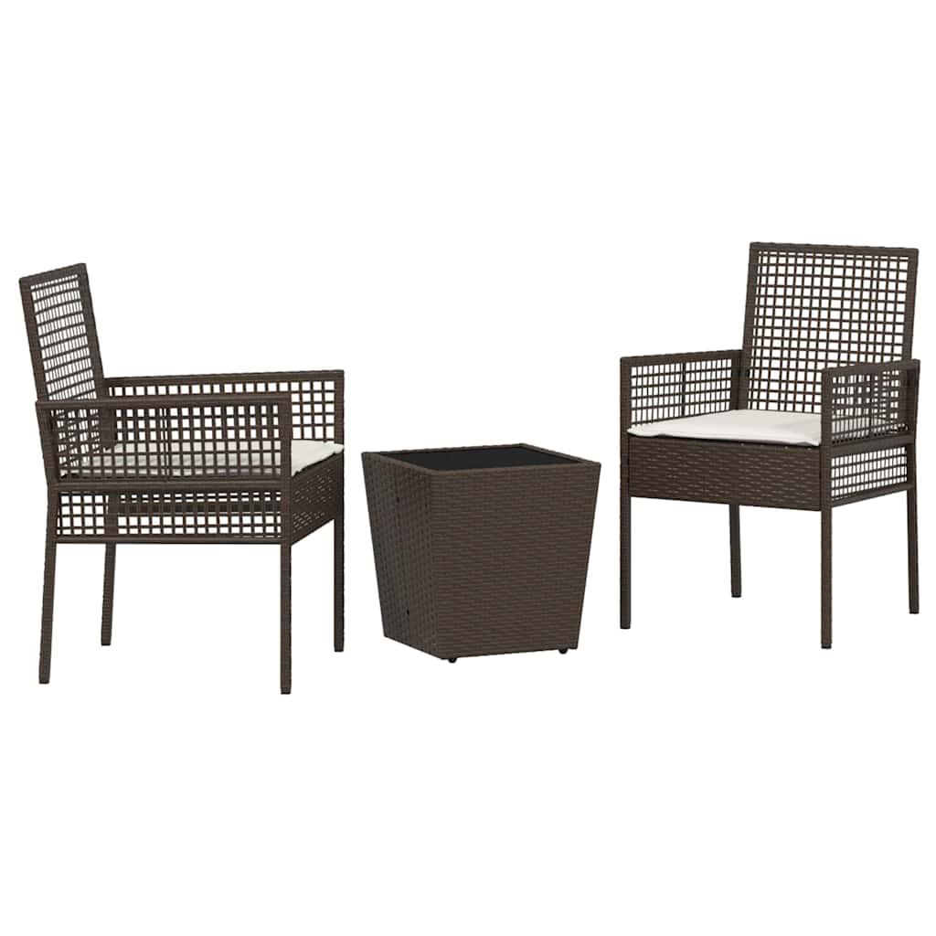 Set Bistro da Giardino 3 pz Marrone polyrattan
