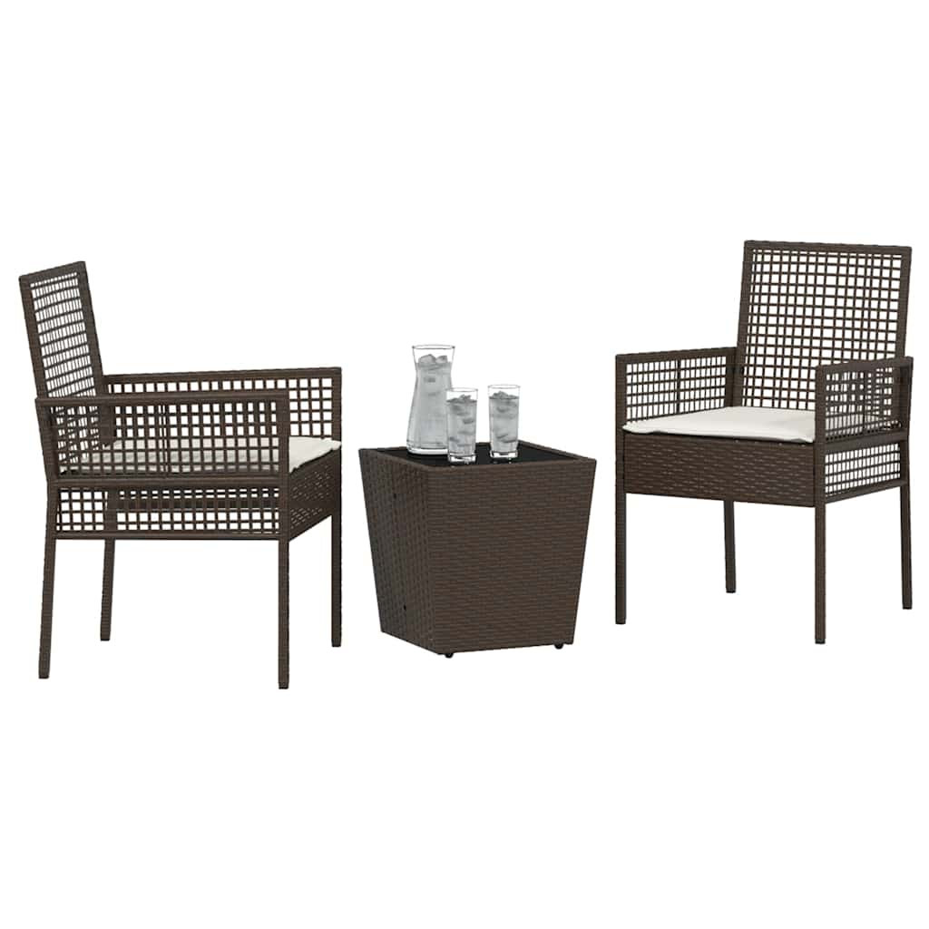 Set Bistro da Giardino 3 pz Marrone polyrattan