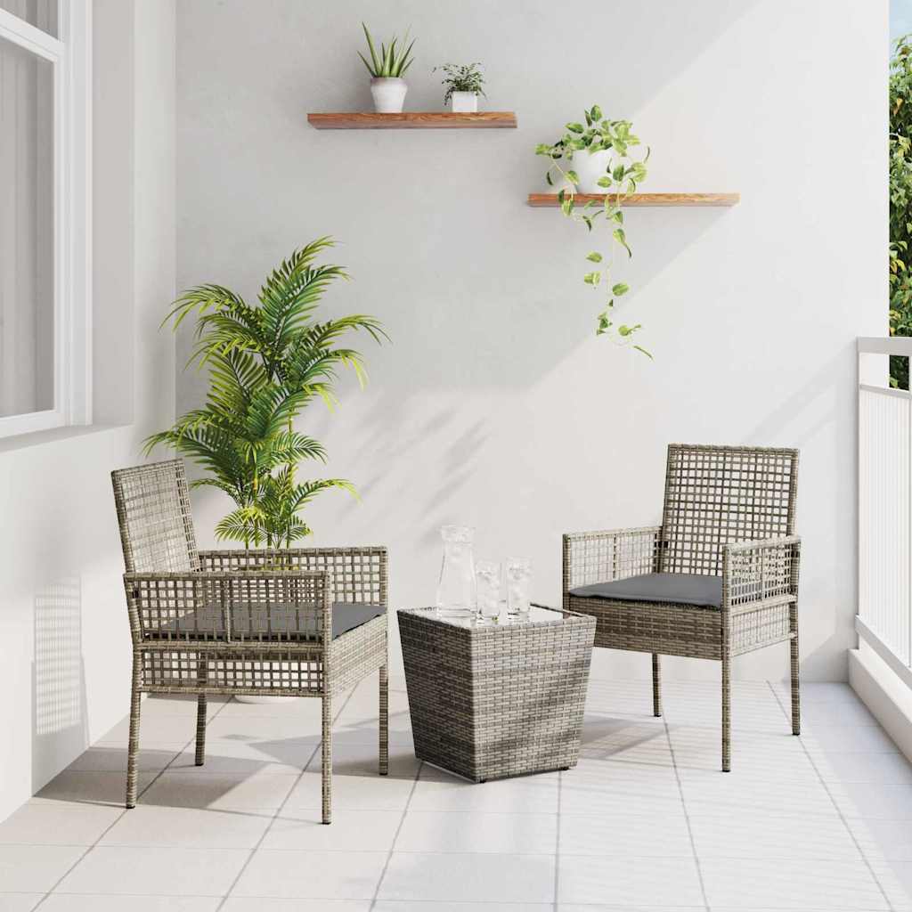 Set Bistro da Giardino 3 pz Grigio polyrattan