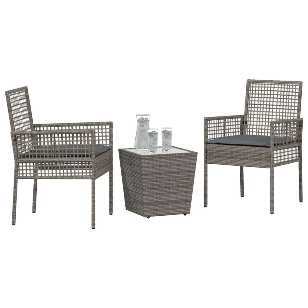 Set Bistro da Giardino 3 pz Grigio polyrattan