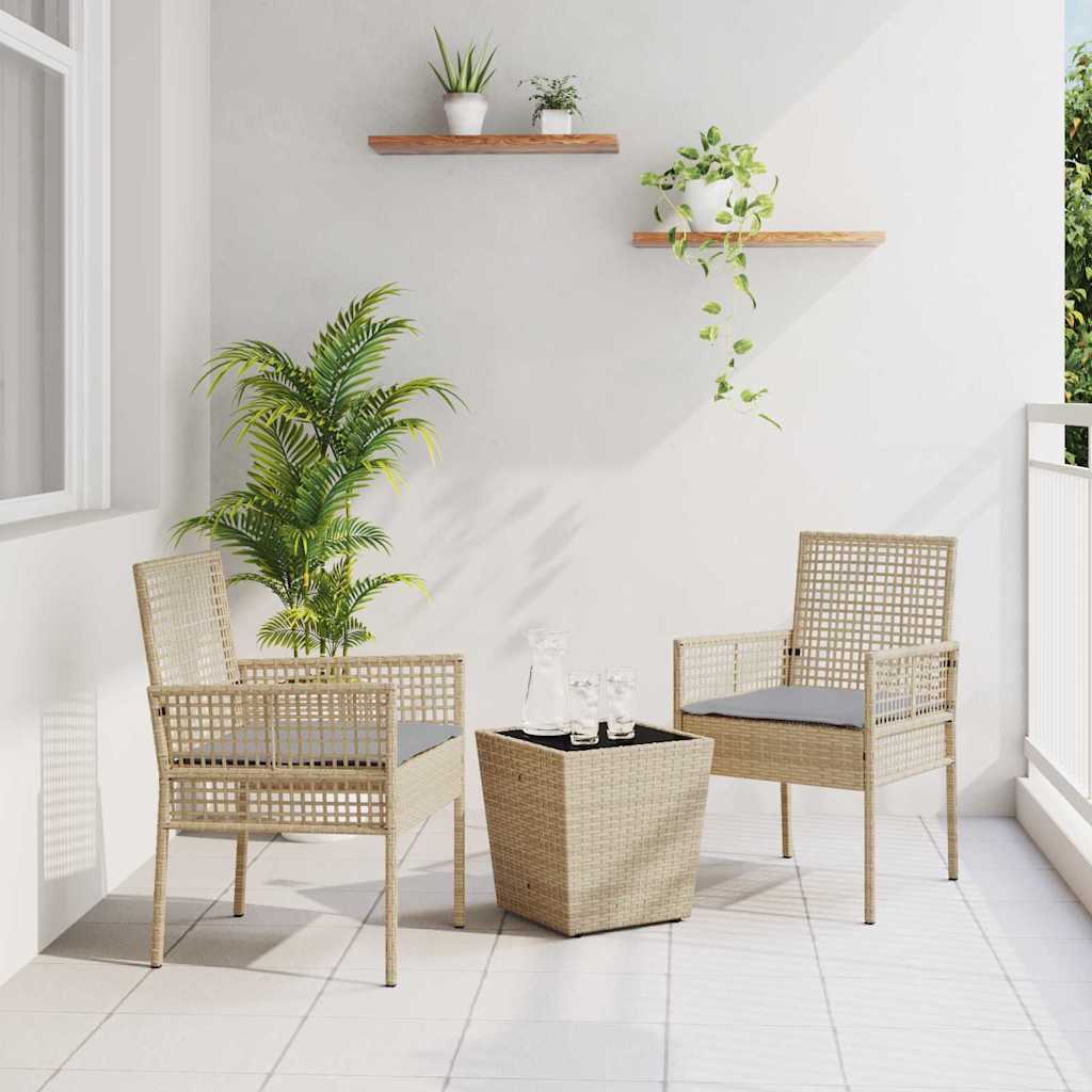 Set Bistro da Giardino 3 pz Beige polyrattan
