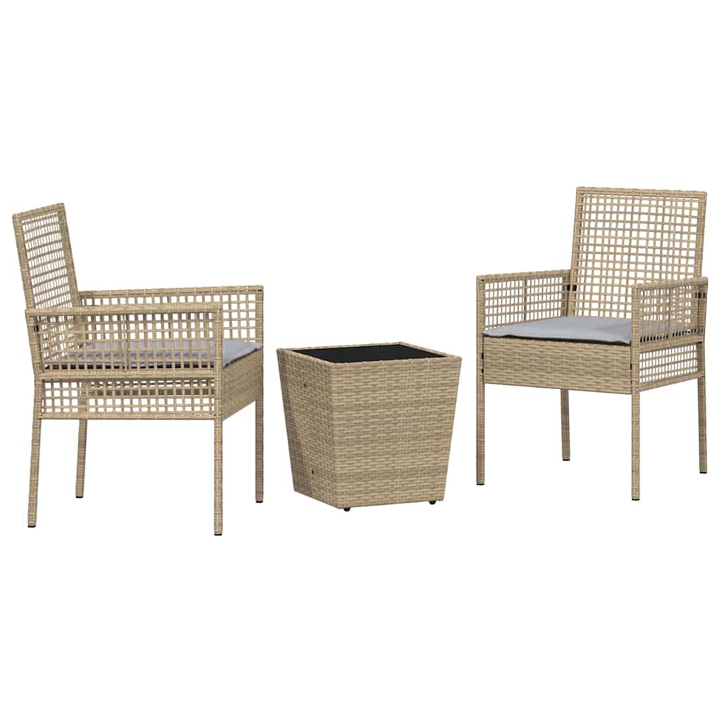 Set Bistro da Giardino 3 pz Beige polyrattan