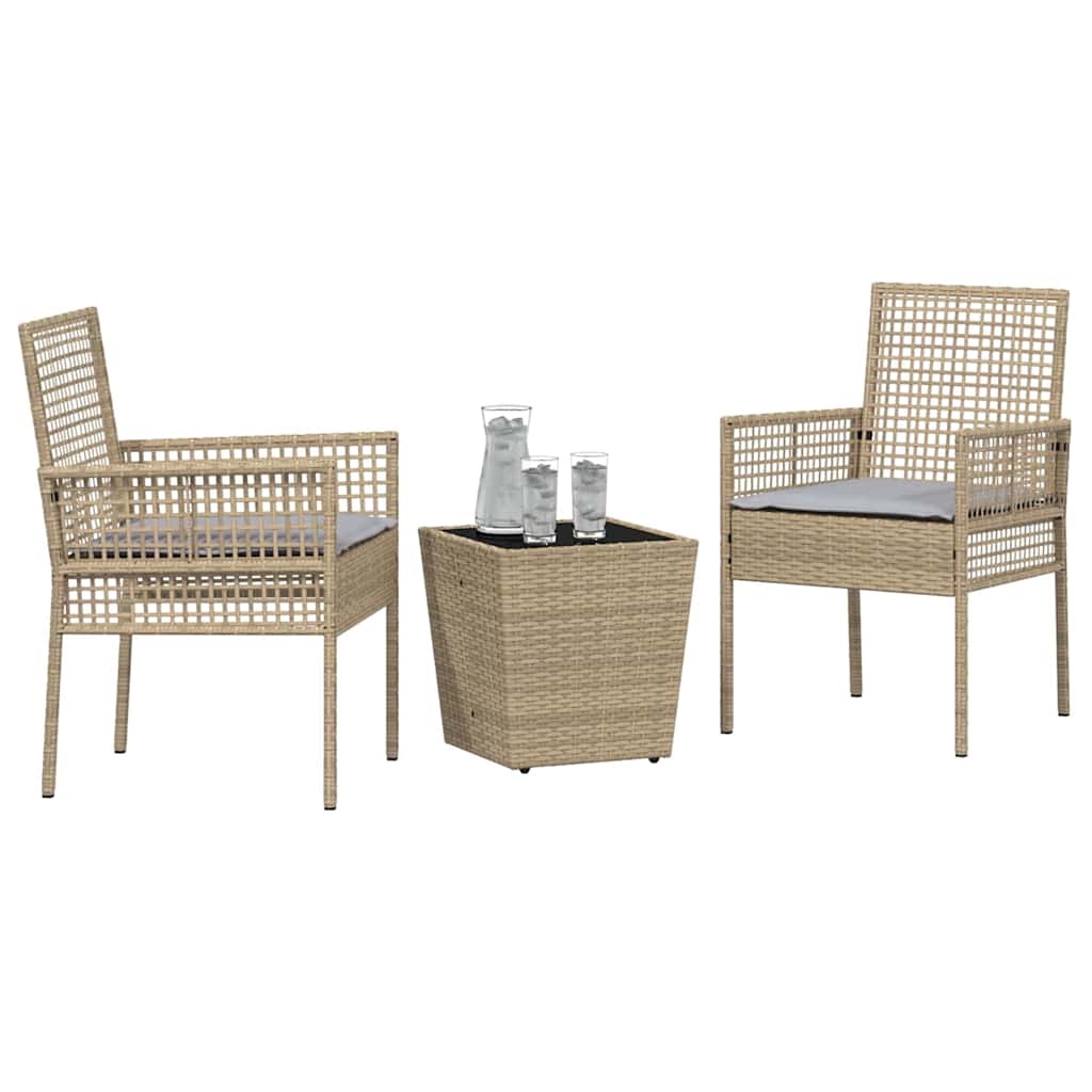 Set Bistro da Giardino 3 pz Beige polyrattan