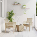Set Bistro da Giardino 3 pz Beige polyrattan