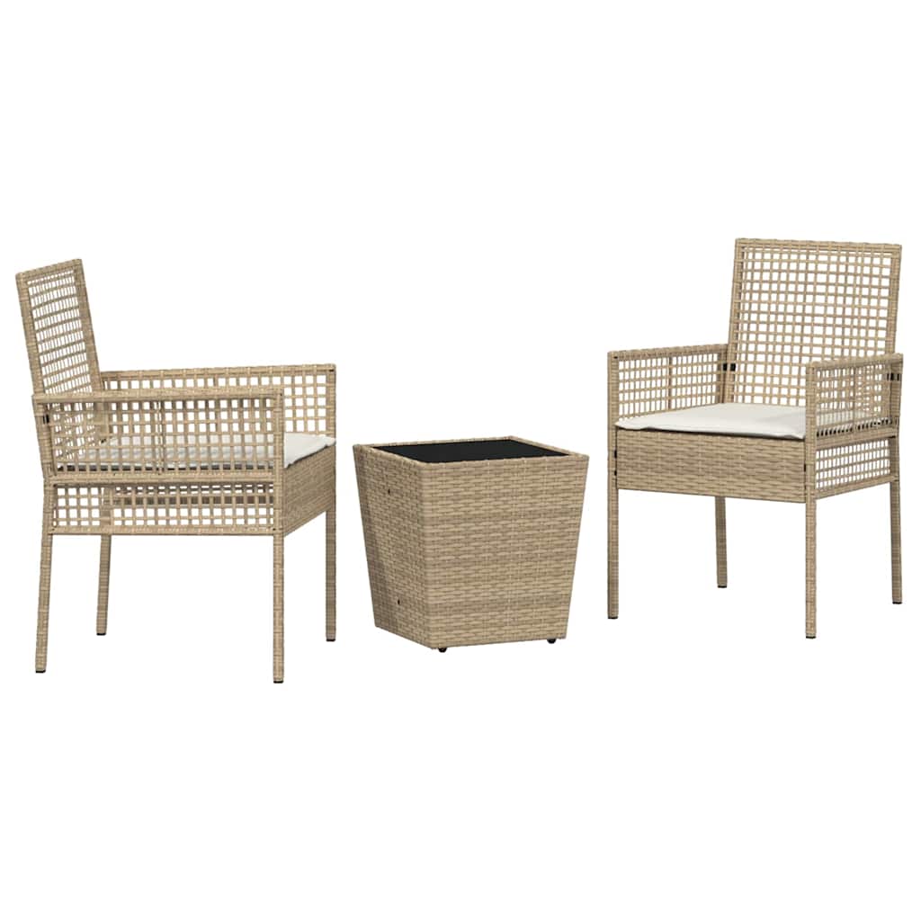 Set Bistro da Giardino 3 pz Beige polyrattan