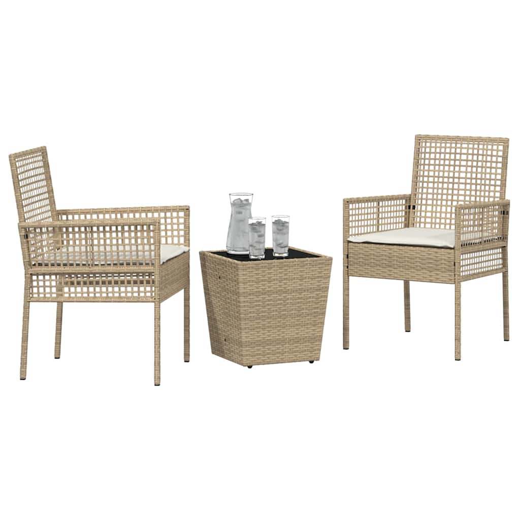 Set Bistro da Giardino 3 pz Beige polyrattan