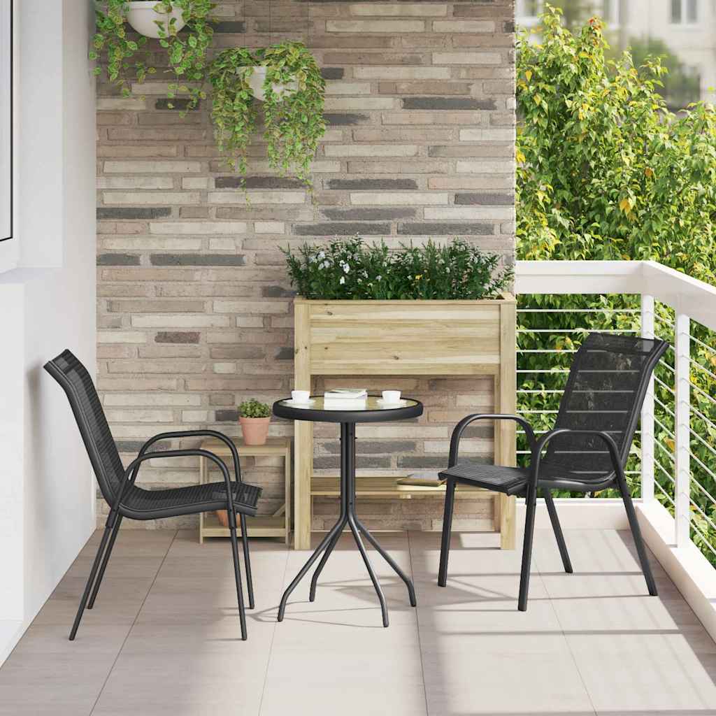 Set Bistro da Giardino 3 pz Nero Acciaio