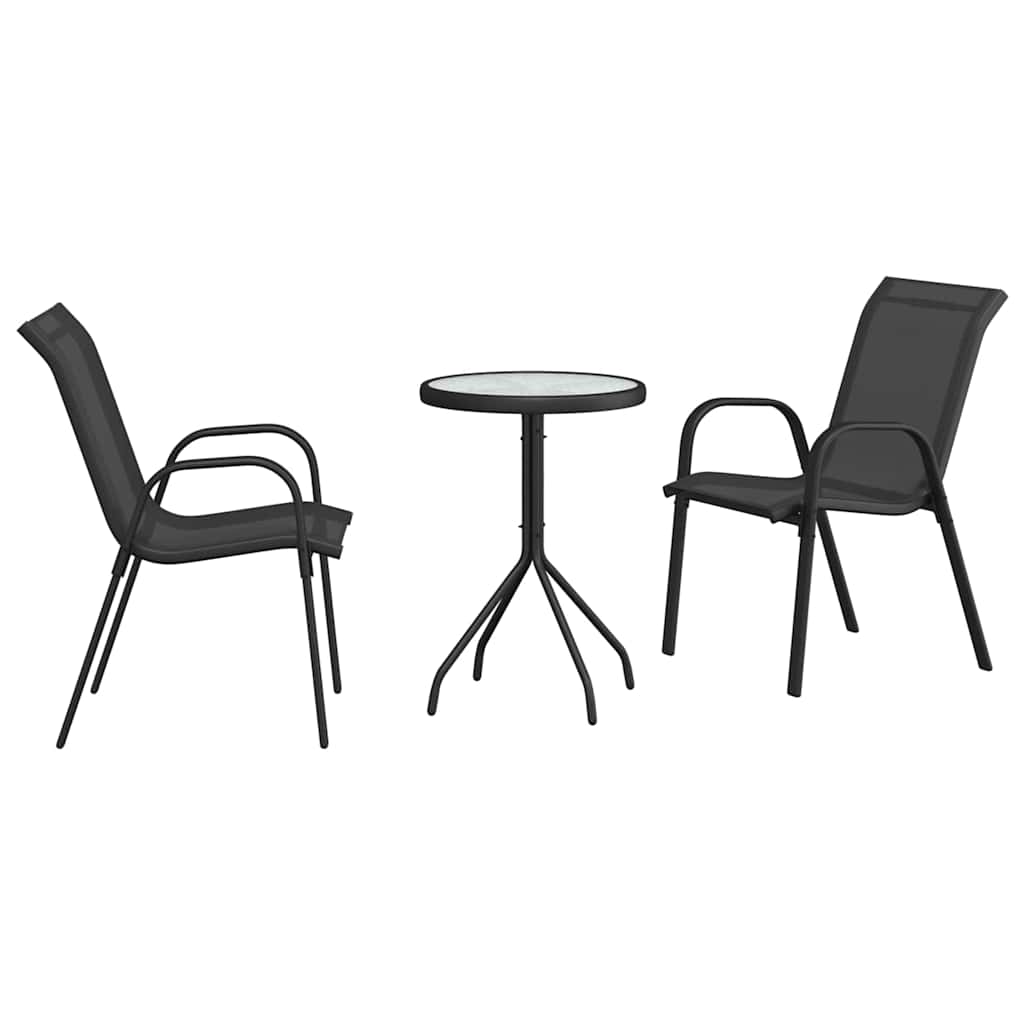 Set Bistro da Giardino 3 pz Nero Acciaio