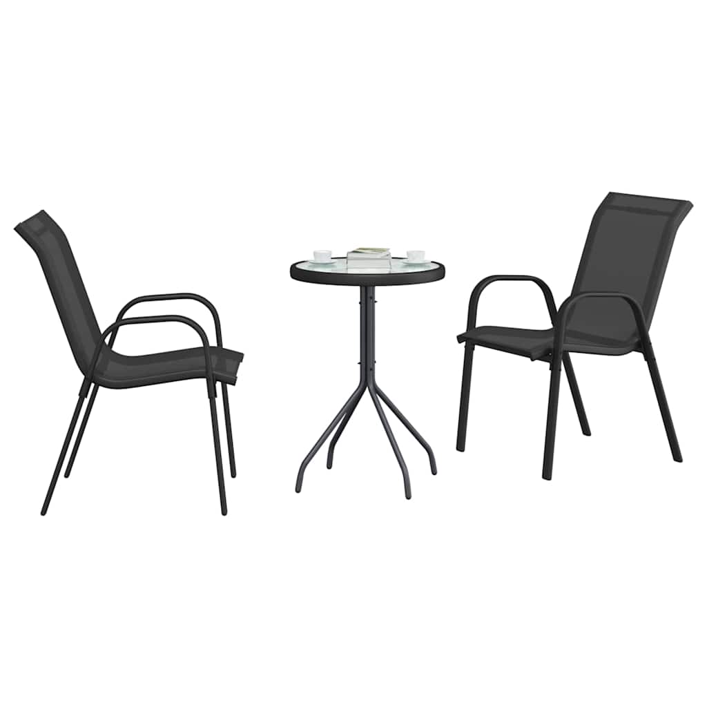 Set Bistro da Giardino 3 pz Nero Acciaio