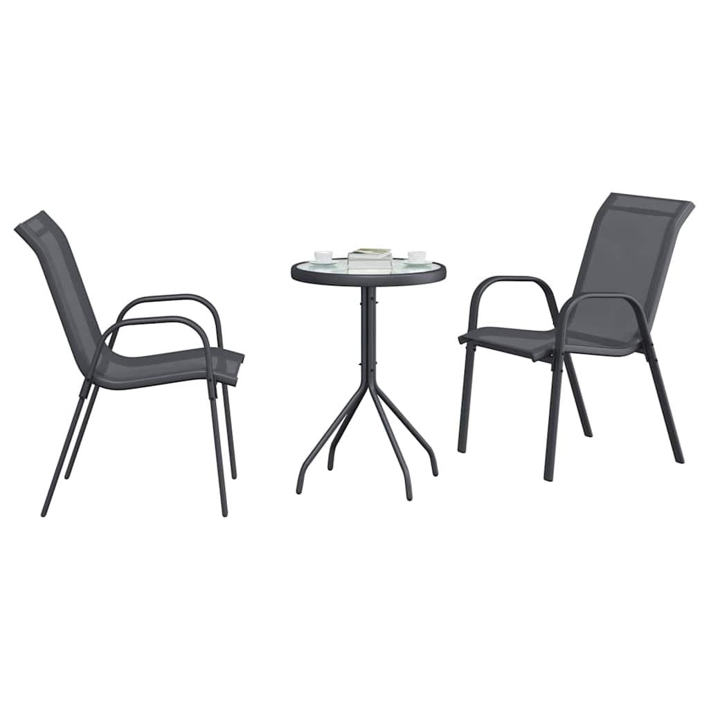 Set Bistro da Giardino 3 pz Grigio Acciaio