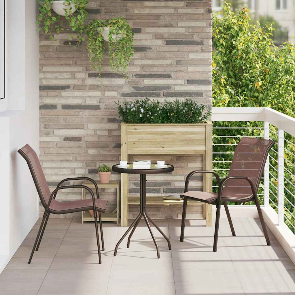 Set Bistro da Giardino 3 pz Marrone Acciaio