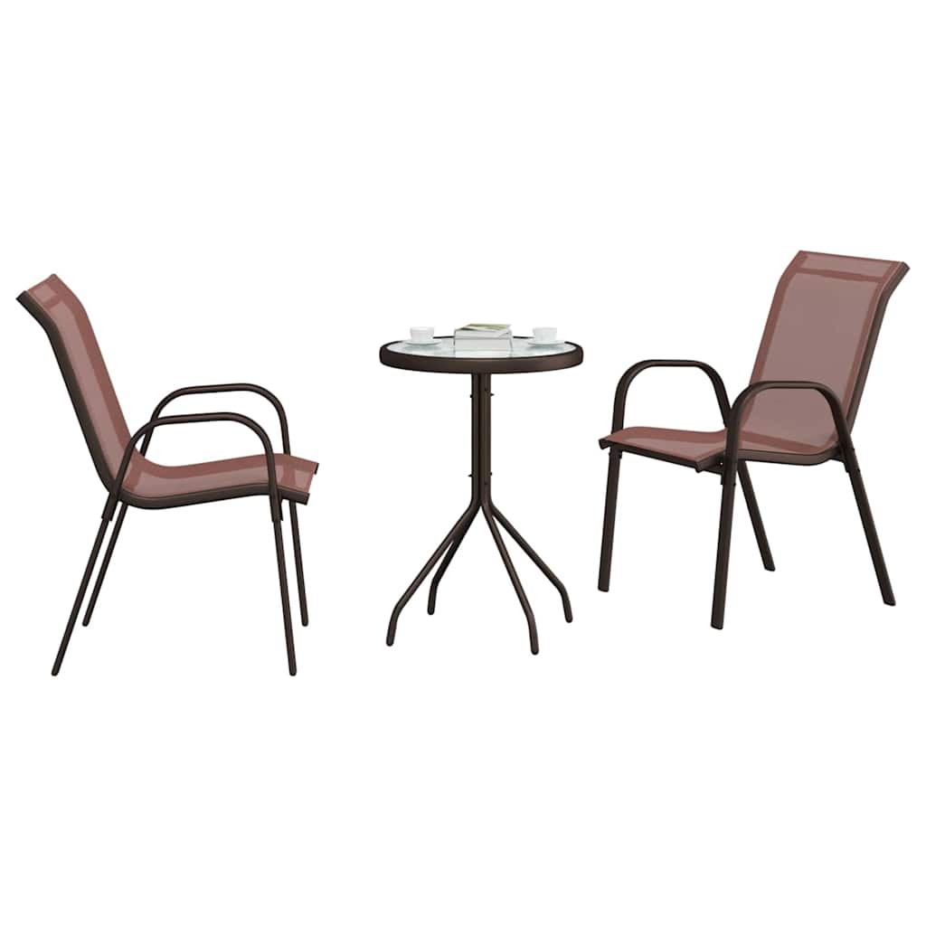 Set Bistro da Giardino 3 pz Marrone Acciaio