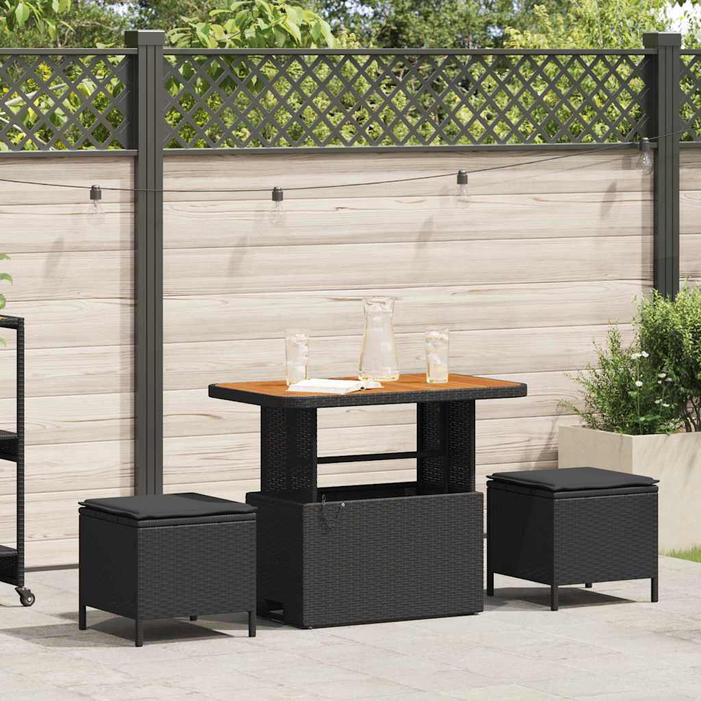Set da Pranzo per Giardino Nero polyrattan