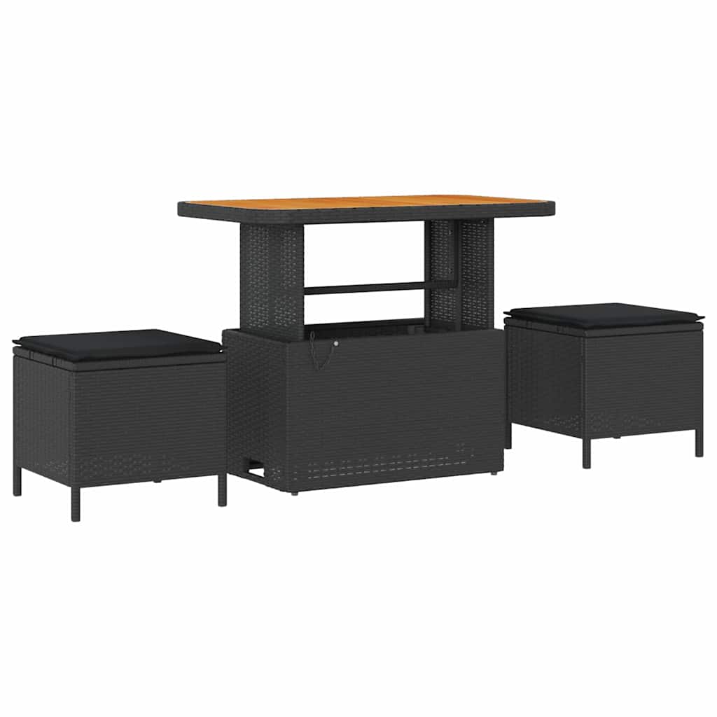 Set da Pranzo per Giardino Nero polyrattan