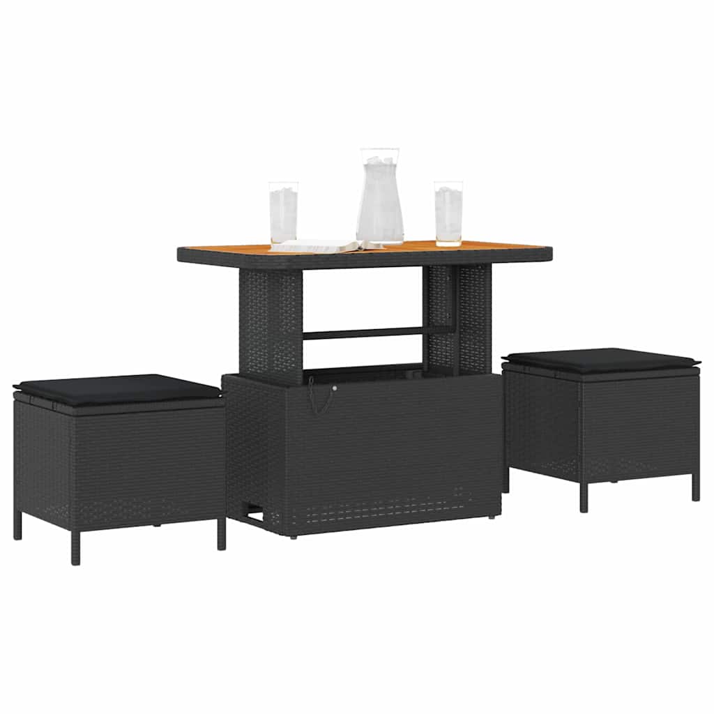 Set da Pranzo per Giardino Nero polyrattan