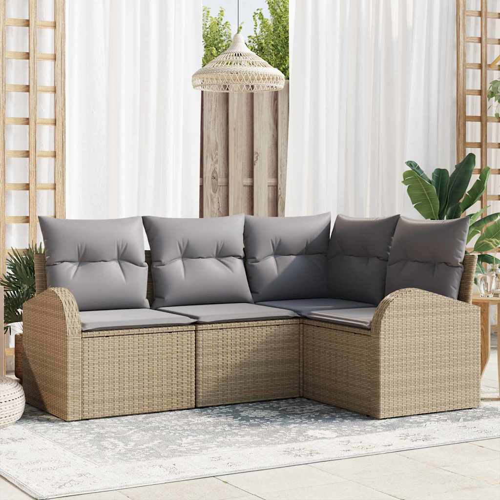 Set Divano da Giardino Beige polyrattan