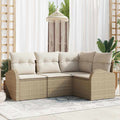 Set Divano da Giardino 4 pz Beige polyrattan